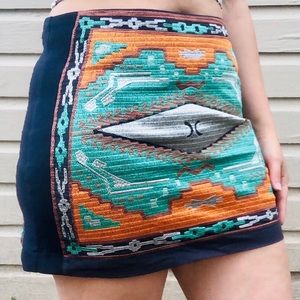 SOLDEmbroidered Mini Skirt Stretchy Boho Summer We